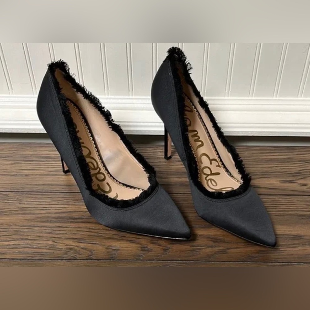 Sam Edelman Black Haylan Frayed Pumps